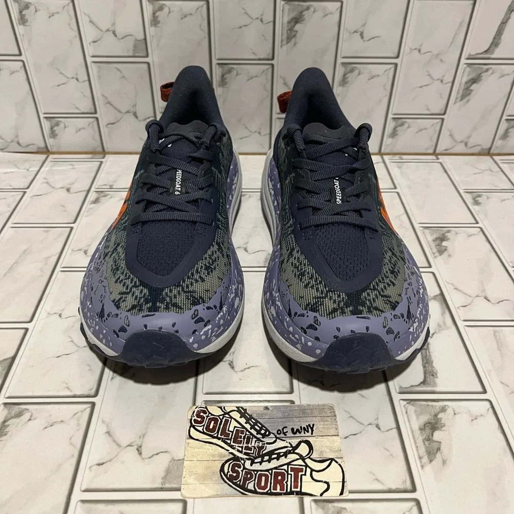 New Hoka One One Speedgoat 6 Hiking Trail Running Shoes Purple Blue Grey Womens